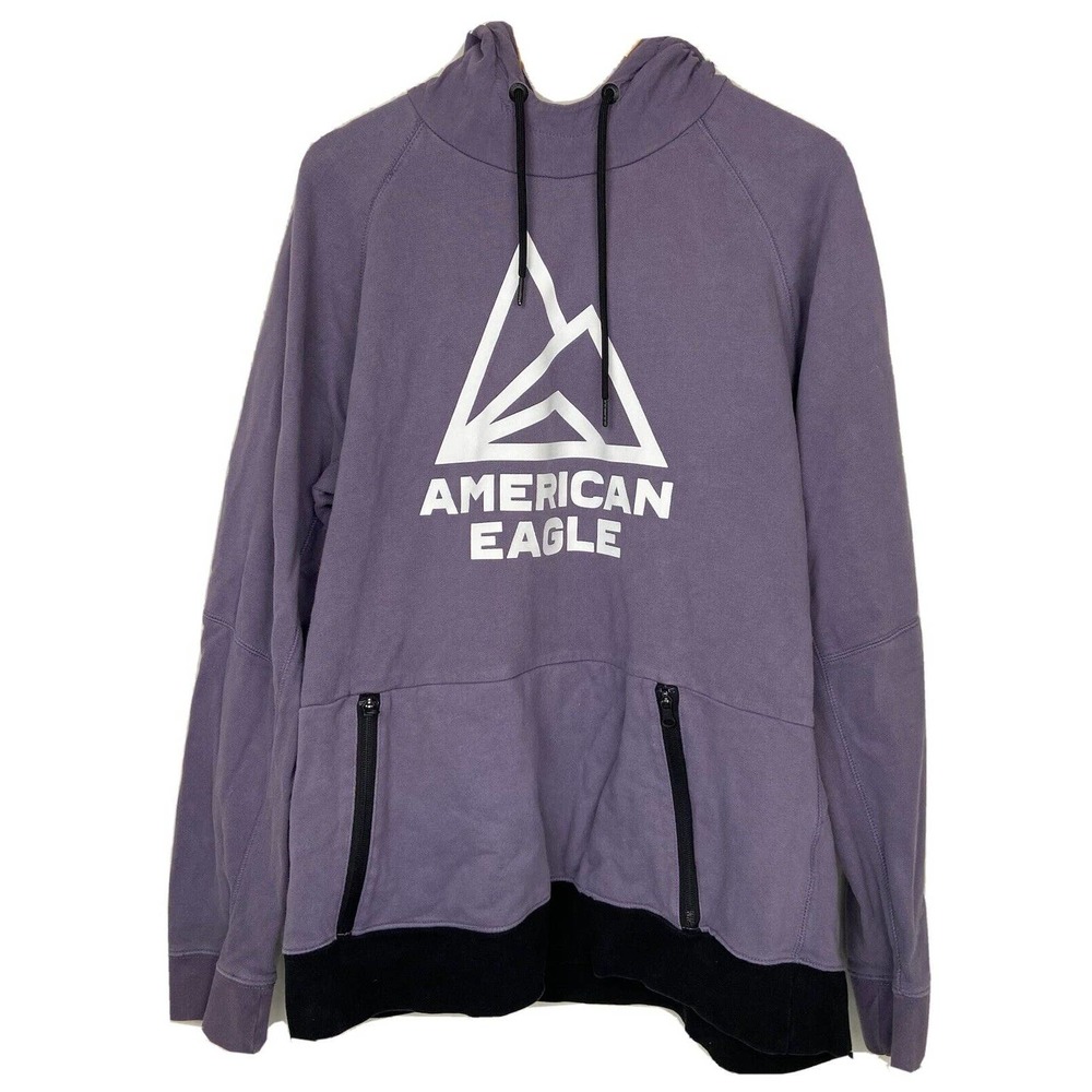 American Eagle XL Hoodie Purple Black Zipper Pouch